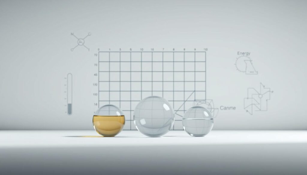 A minimalistic, clean-lined illustration of the fundamental units and variables in thermodynamics. In the foreground, a set of geometric shapes representing the core thermodynamic quantities: temperature, pressure, volume, and energy. Behind them, a grid-like structure depicting the relationships between these variables. The background features subtle technical diagrams and schematics, conveying the scientific nature of the subject matter. The lighting is soft and diffused, creating a contemplative, educational atmosphere. The overall composition is balanced and visually striking, designed to clearly illustrate the key concepts of thermodynamics.
